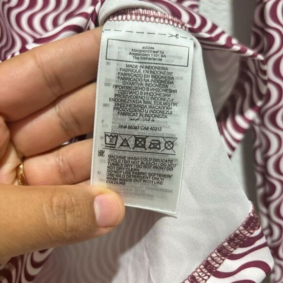 Adidas by Stella McCartney Gym Training T-Shirt Burgundy S Long Sleeve Mock Neck - Picture 10 of 14